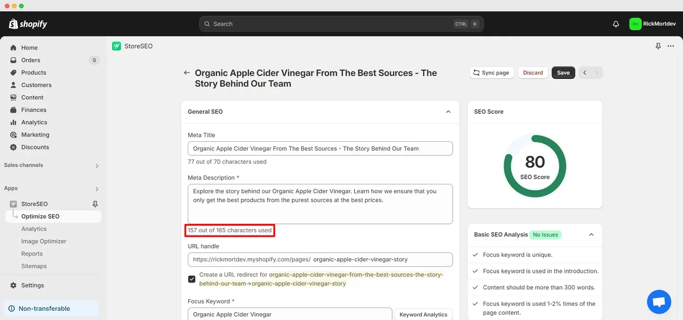 Meta description must be within 160 characters