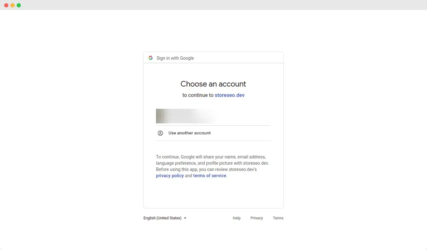 Sign In To Your Google Account From StoreSEO