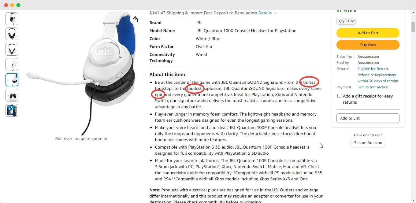 check this product description that has used words like tiniest, loudest, and epic.