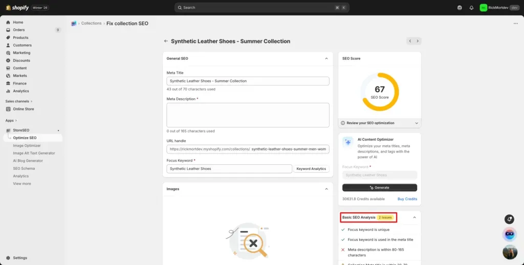 Shopify Collection Page SEO