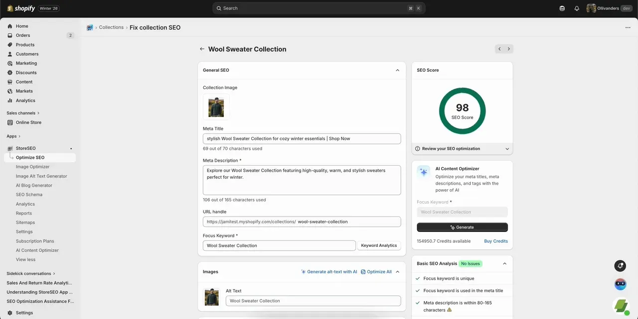 Shopify Collection Page SEO