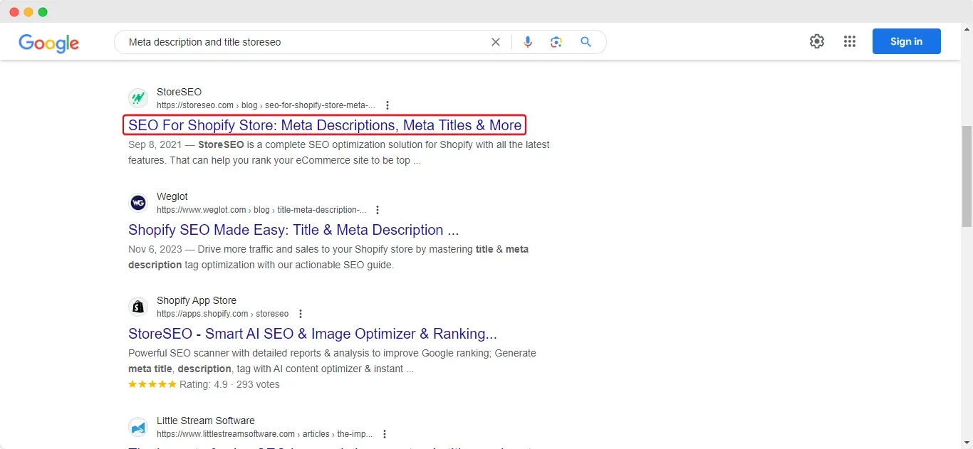 Search Engine Listing Preview