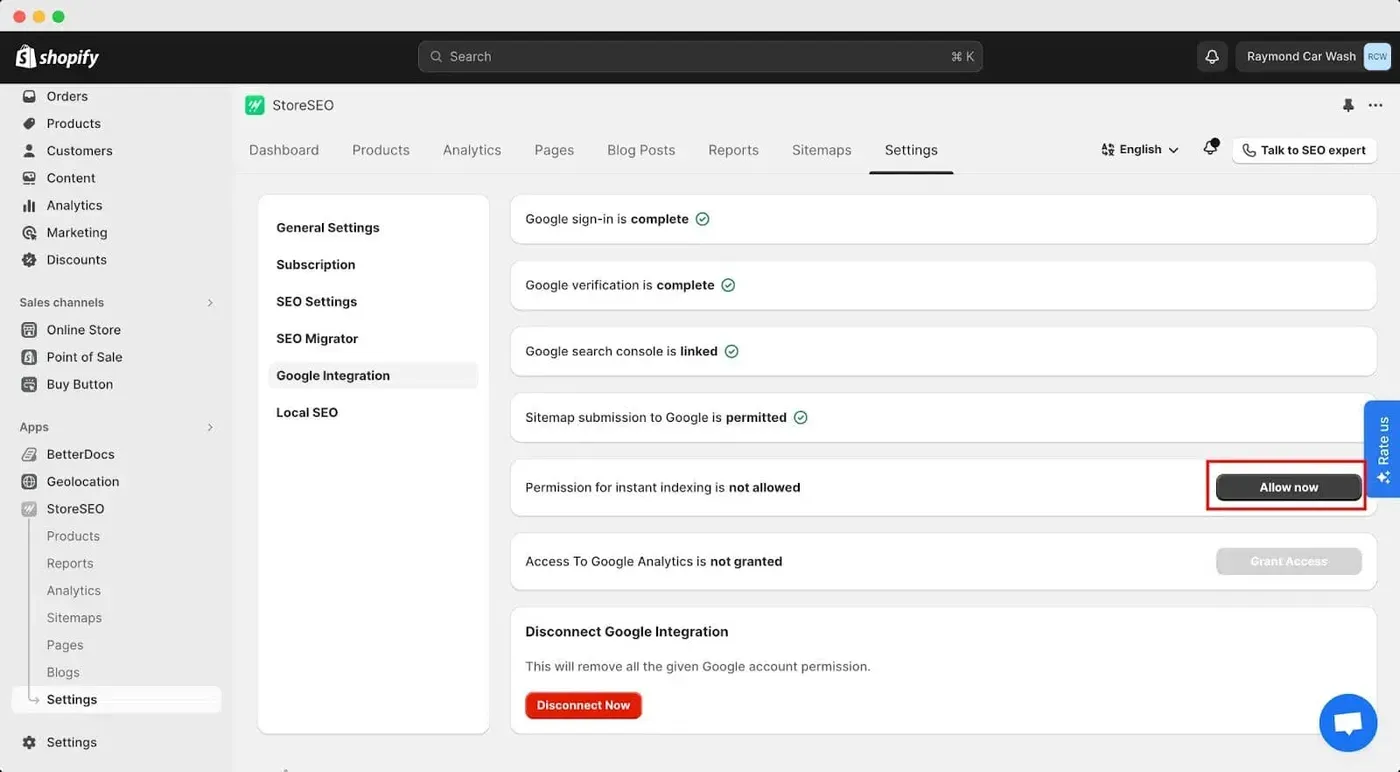 Google Analytics to Shopify