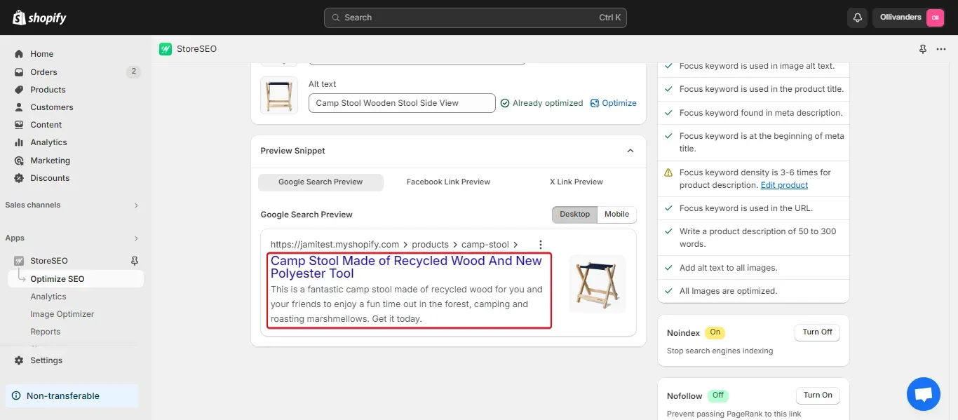 homepage title and meta description