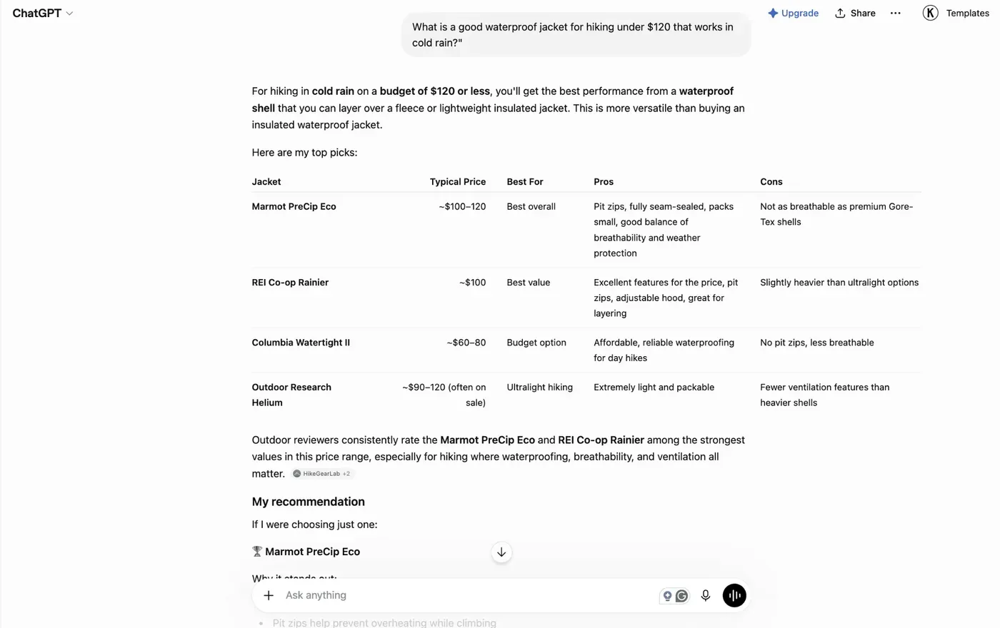 Real Example: How a Shopify Product Page Appears in a ChatGPT Shopping Answer