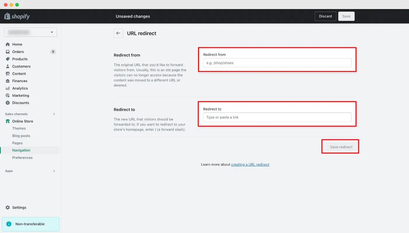 Create and Manage Shopify Redirections