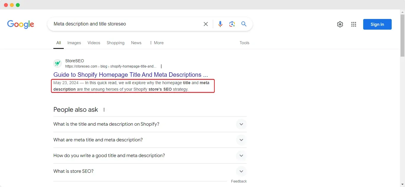 Search Engine Listing Preview