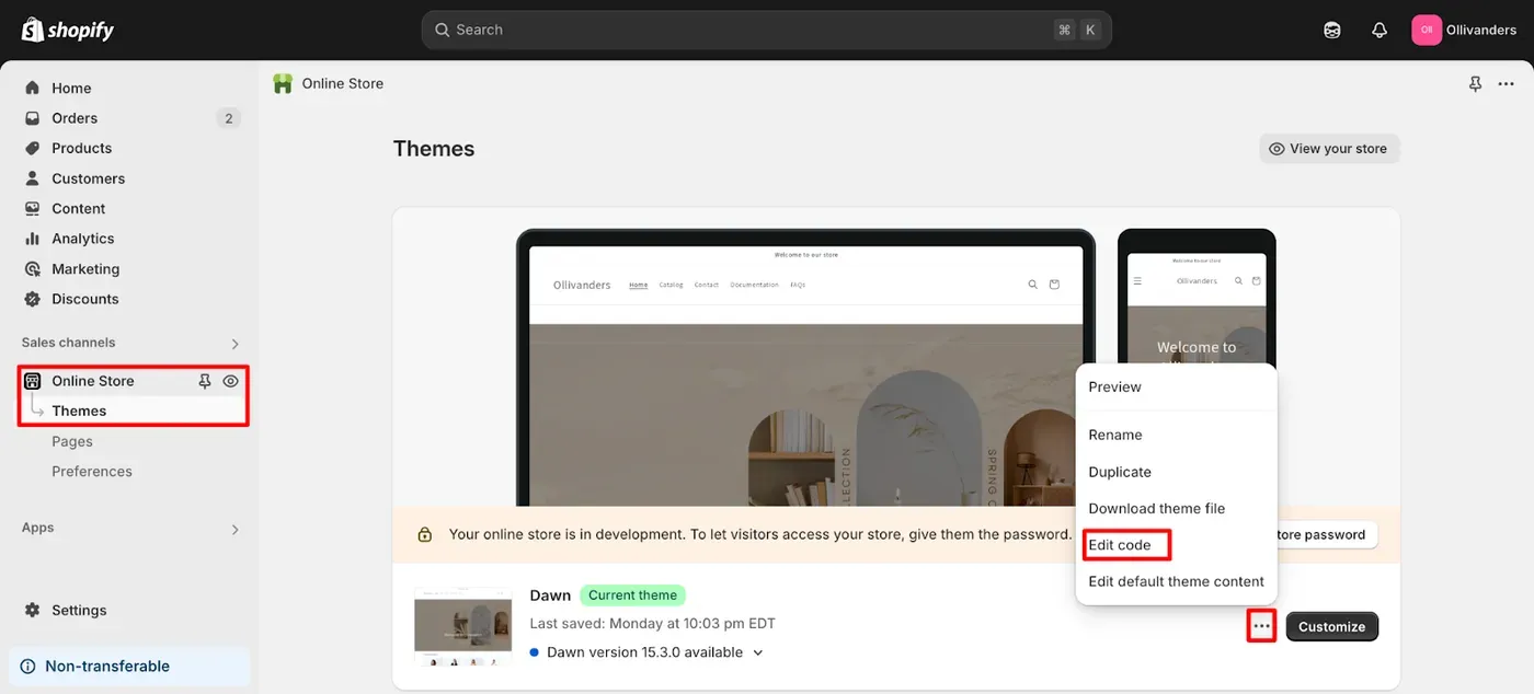 Shopify store using Shopify Liquid