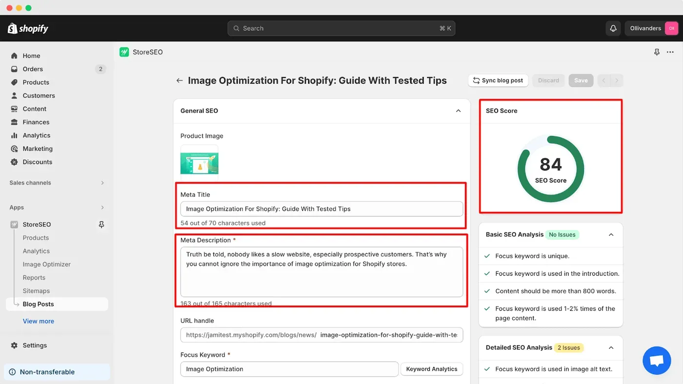 Blog SEO for Shopify