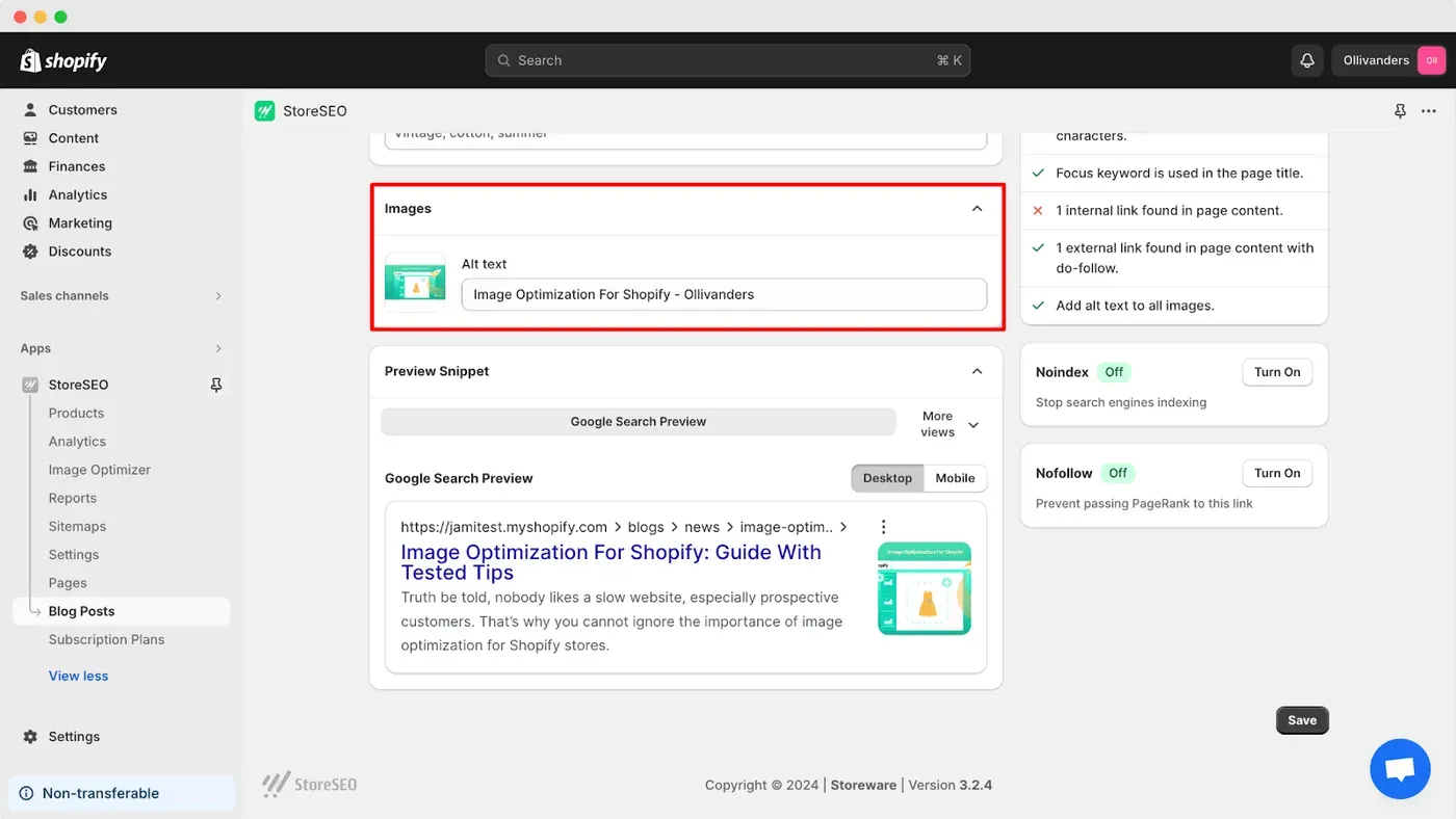 Blog SEO for Shopify