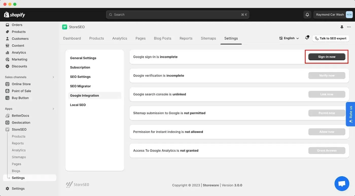 Google Analytics to Shopify