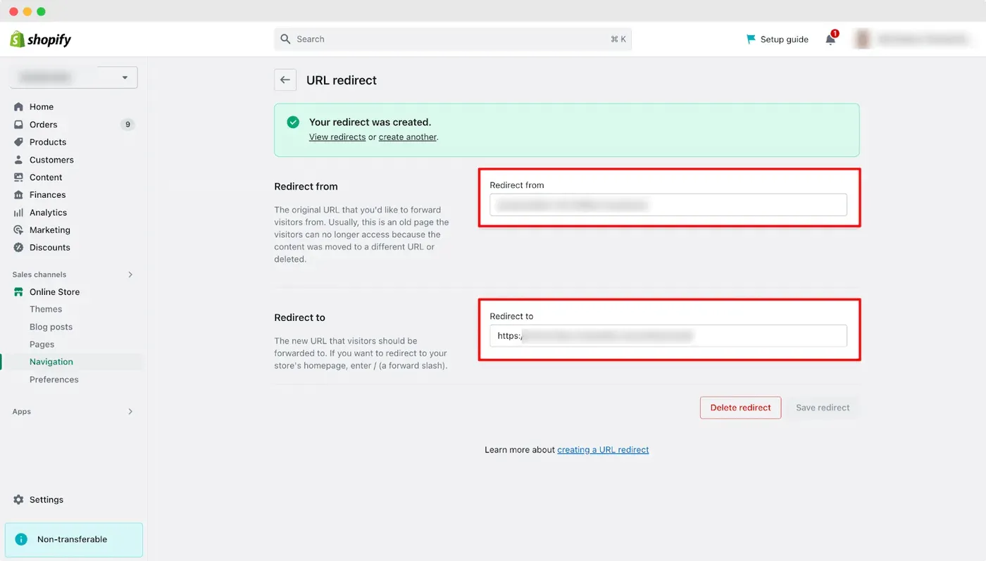 Create and Manage Shopify Redirections