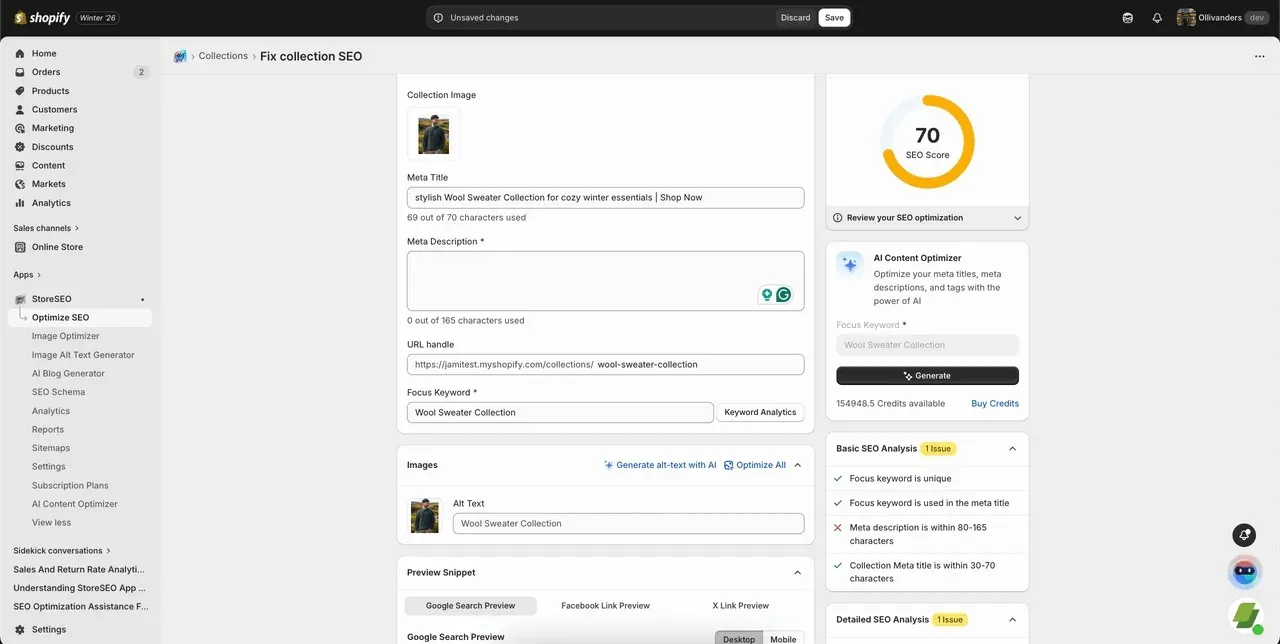 Shopify Collection Page SEO