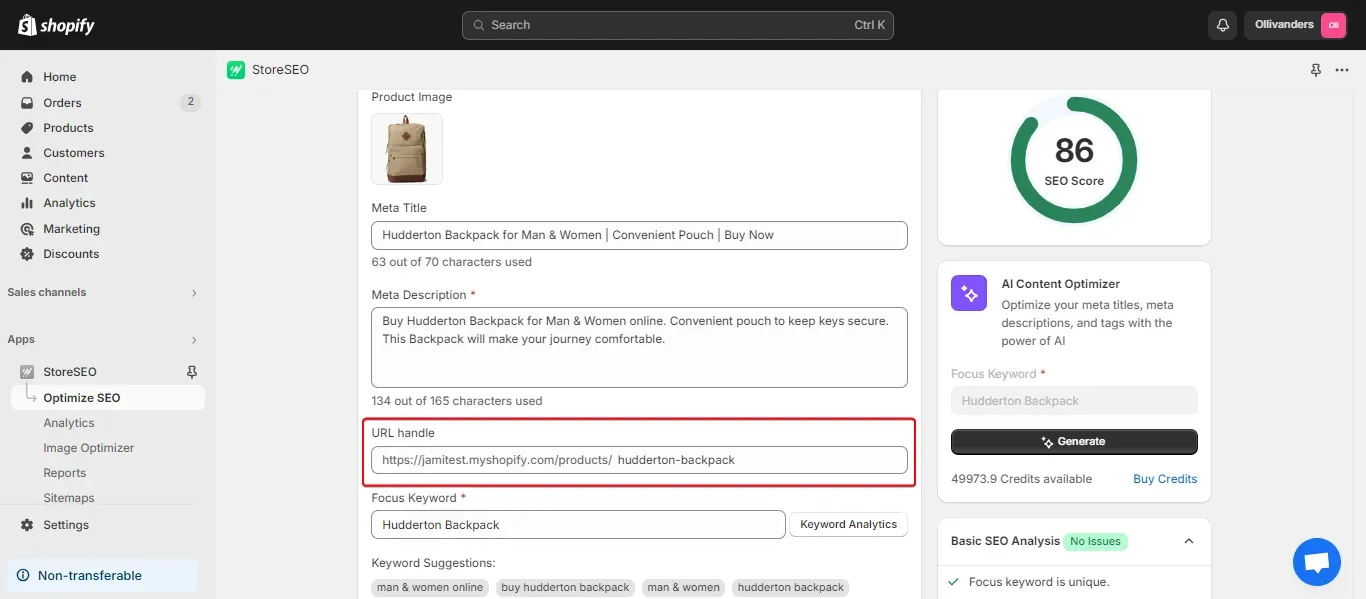 Shopify product page
