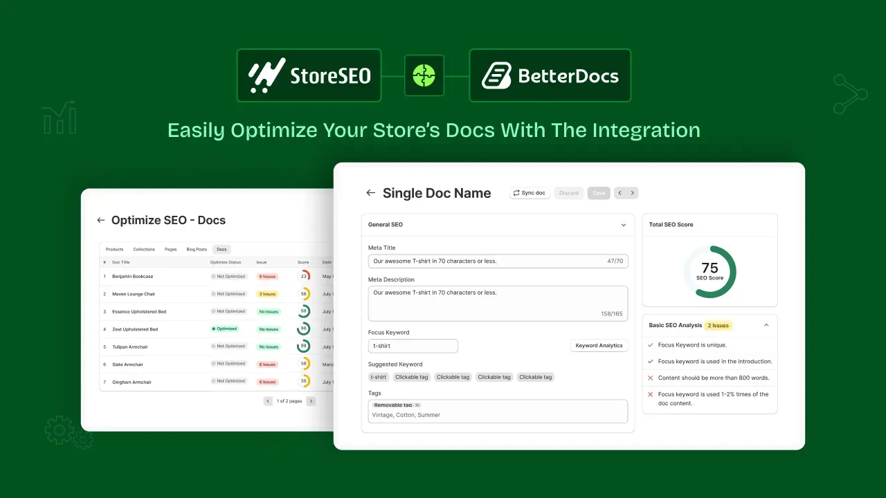 Blog banner -  New Feature  Optimize Your BetterDocs for Shopify Documentation with StoreSEO