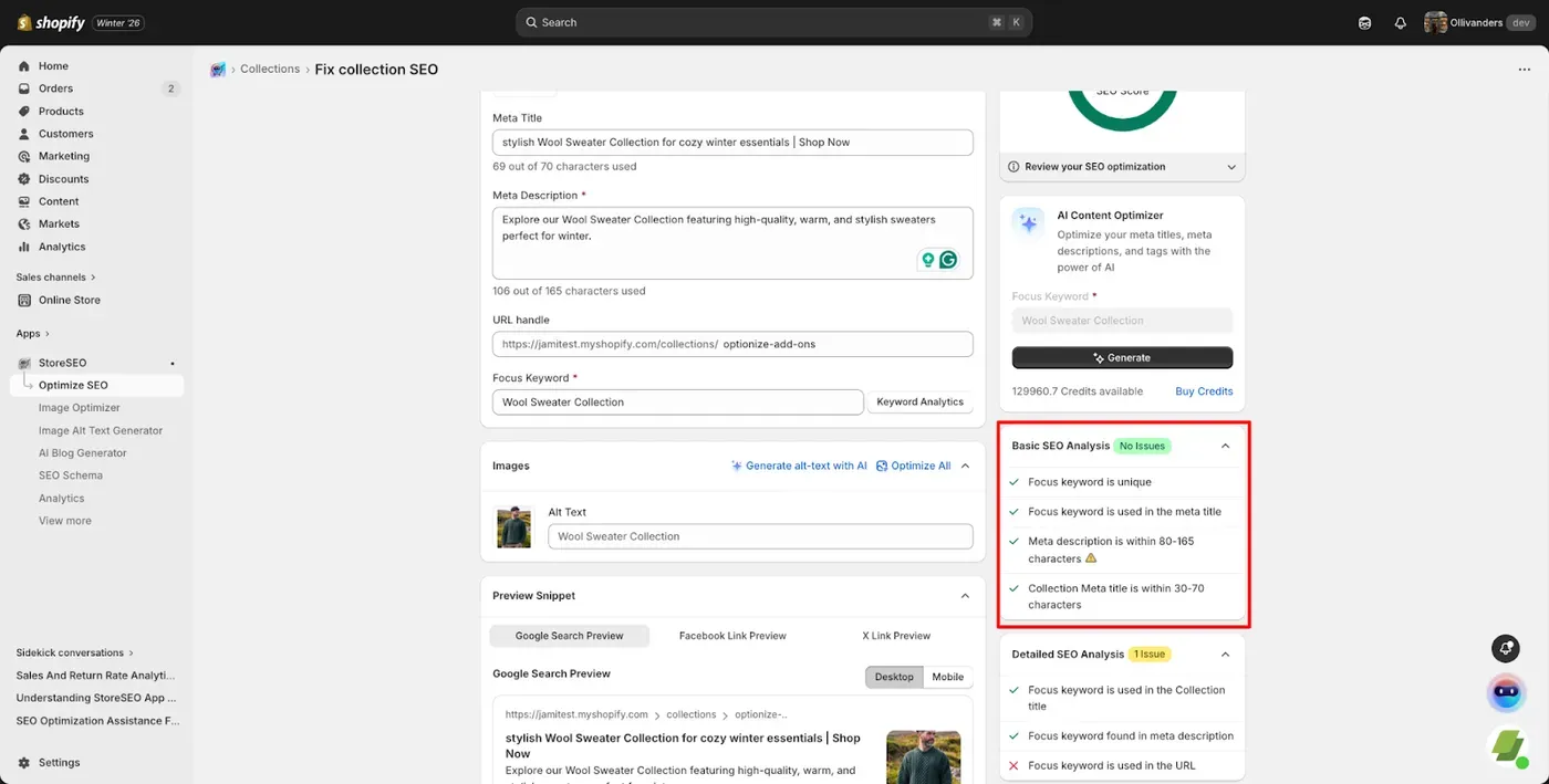 Shopify Collection Page SEO