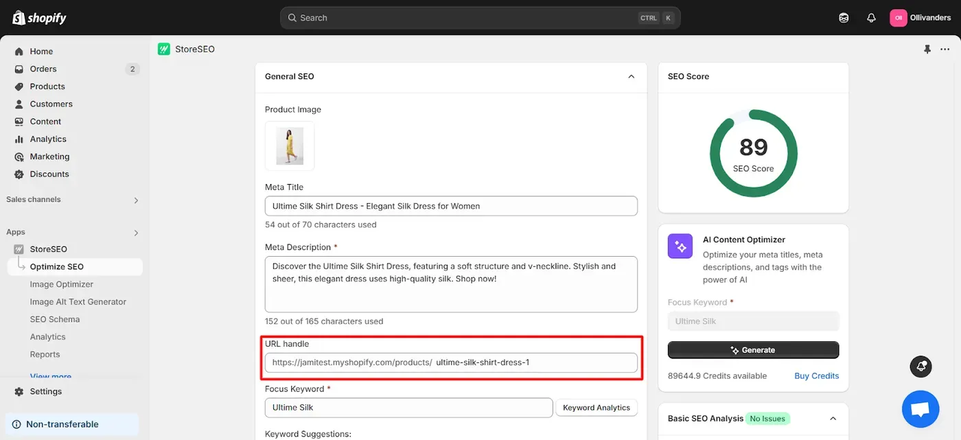 Shopify product page SEO friendly