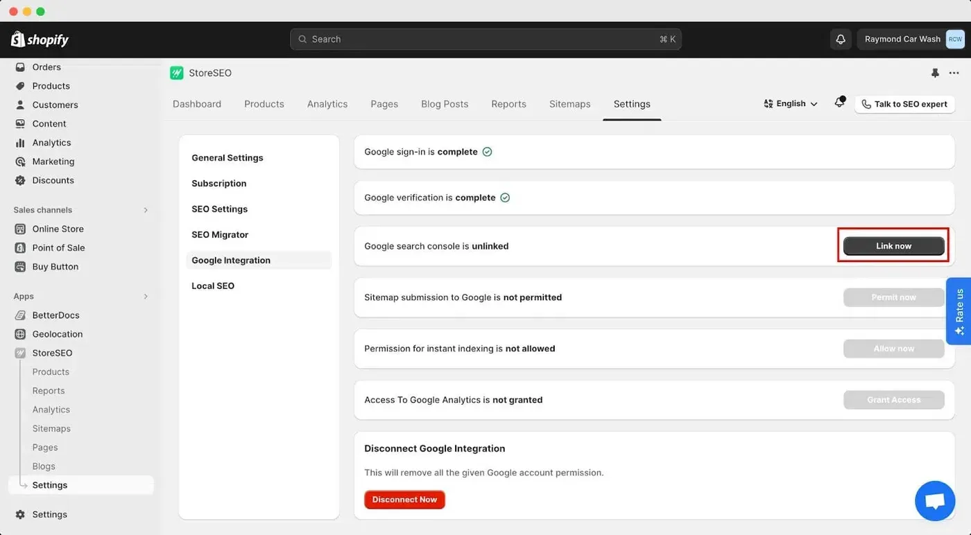 Google Analytics to Shopify