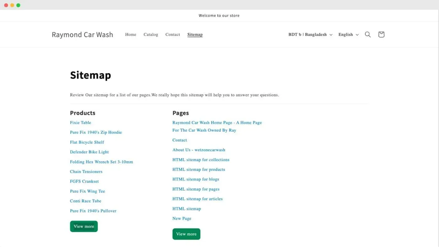 HTML Sitemap