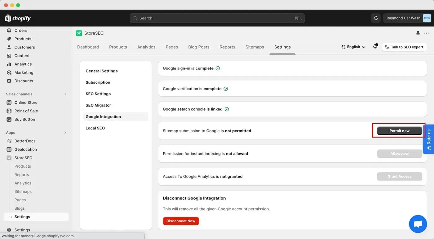 Google Analytics to Shopify