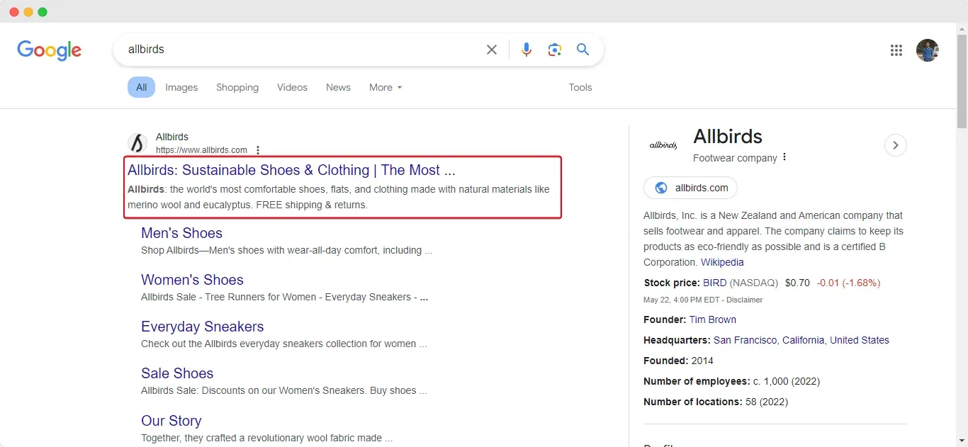 homepage title and meta description