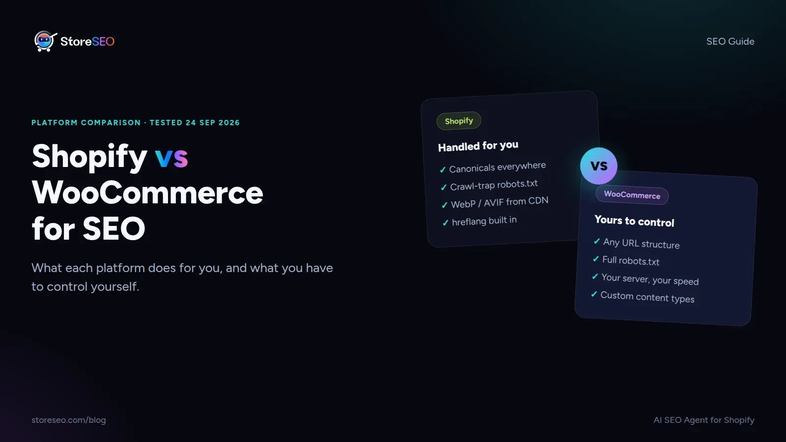 Shopify vs WooCommerce for SEO: what each platform handles for you and what you control