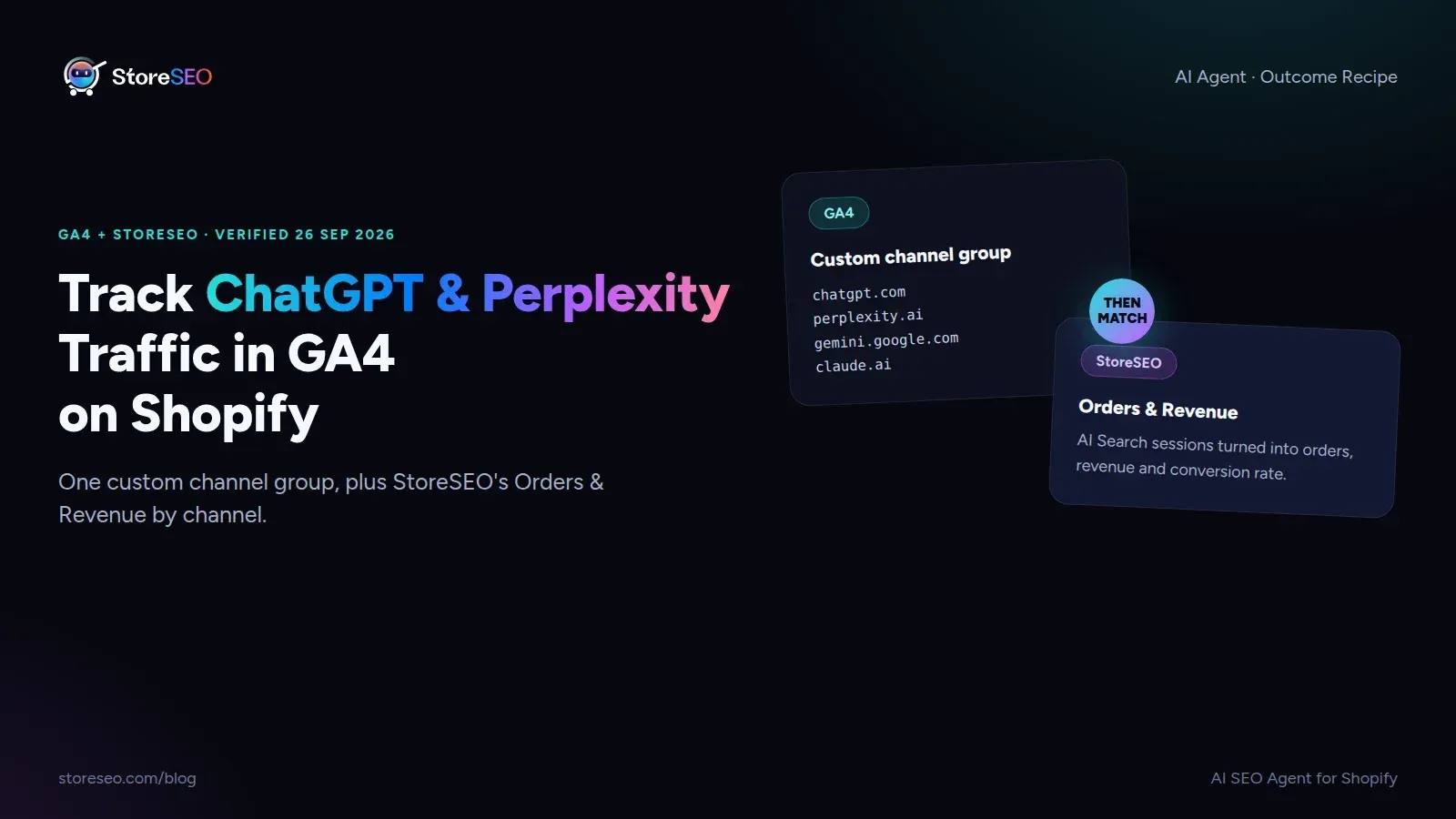 Track ChatGPT, Gemini and Perplexity sessions in GA4 alongside StoreSEO Orders and Revenue