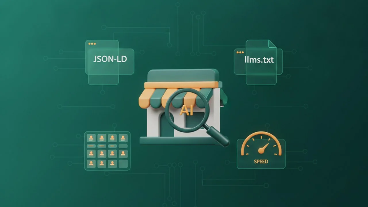 What AI shopping agents parse on a Shopify store: JSON-LD schema, LLMs.txt, product feeds, and page speed