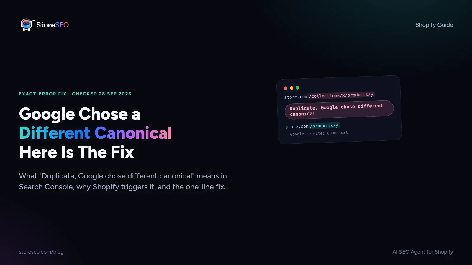 Shopify duplicate product URL beside the Google-selected canonical URL it should point to