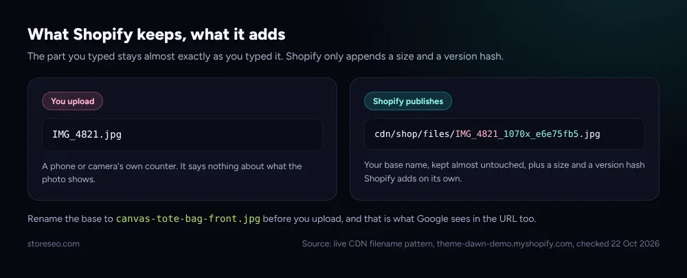 What Shopify keeps from your filename and what it adds on its own