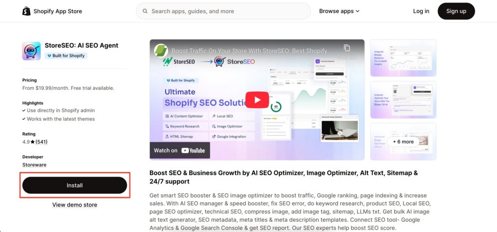 Install StoreSEO App