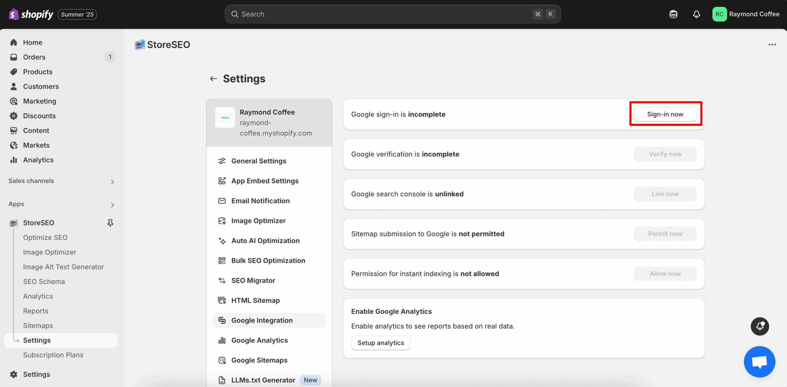 5分で簡単にShopifyストアをGoogle Search Consoleに接続するには?1 Sign In To Your Google Account From StoreSEO