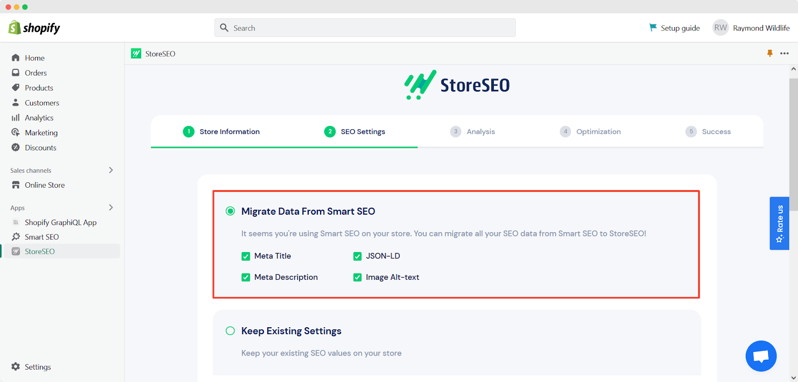 Migrate Data To StoreSEO