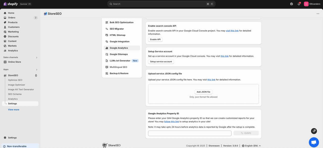 Connect StoreSEO With Google Analytics