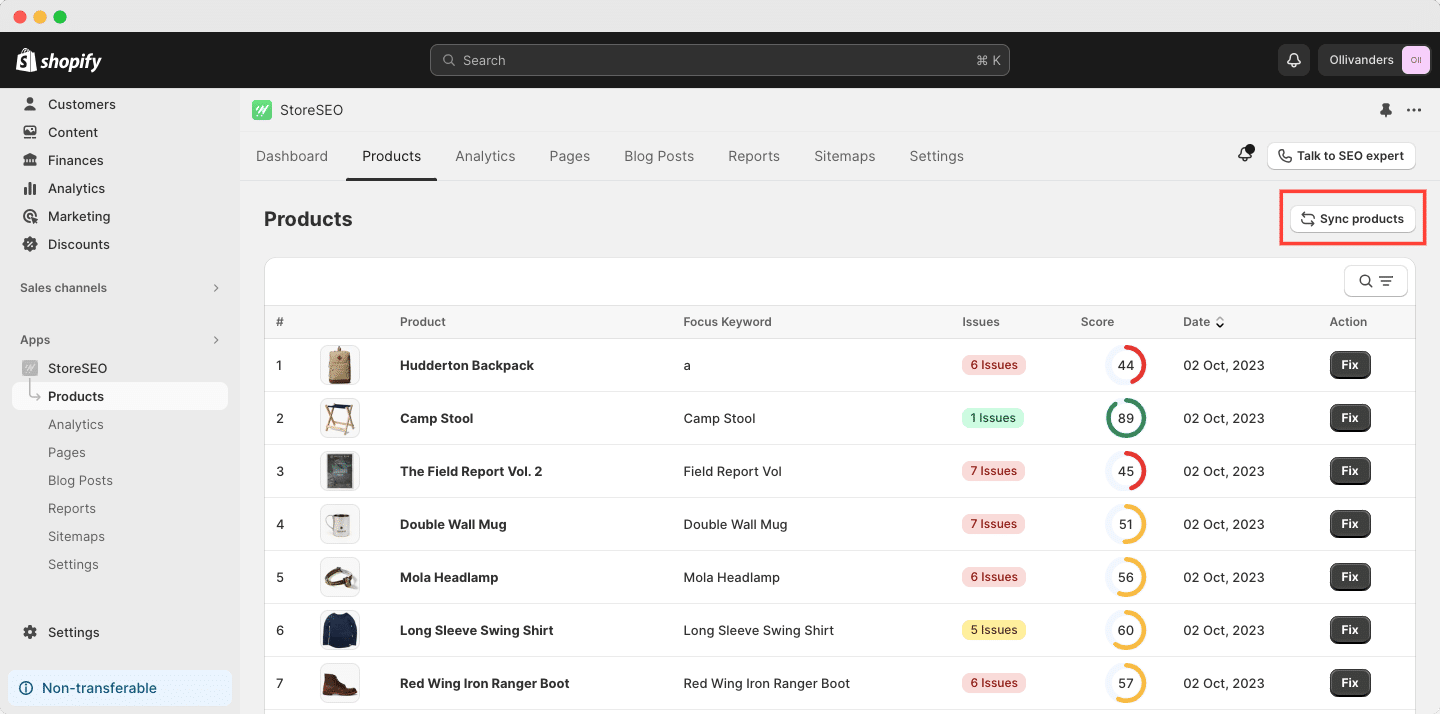 Sync StoreSEO Products