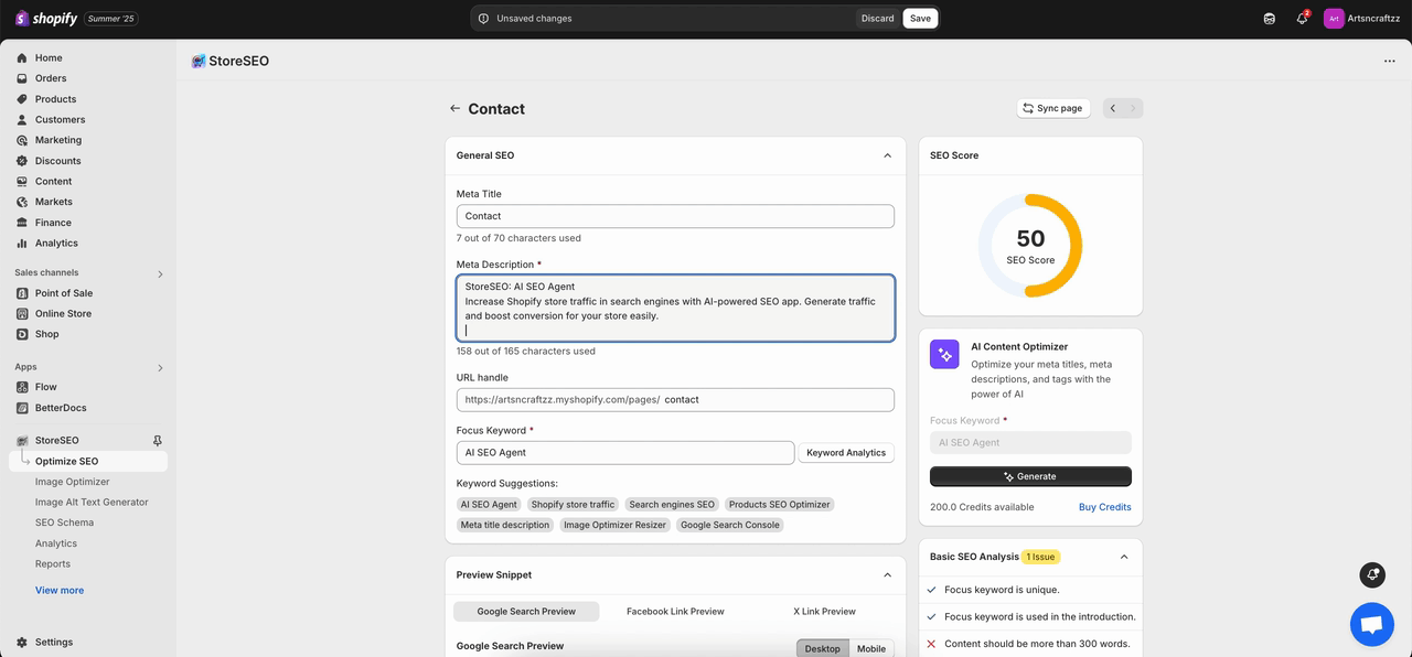 StoreSEO AI Content Optimizer