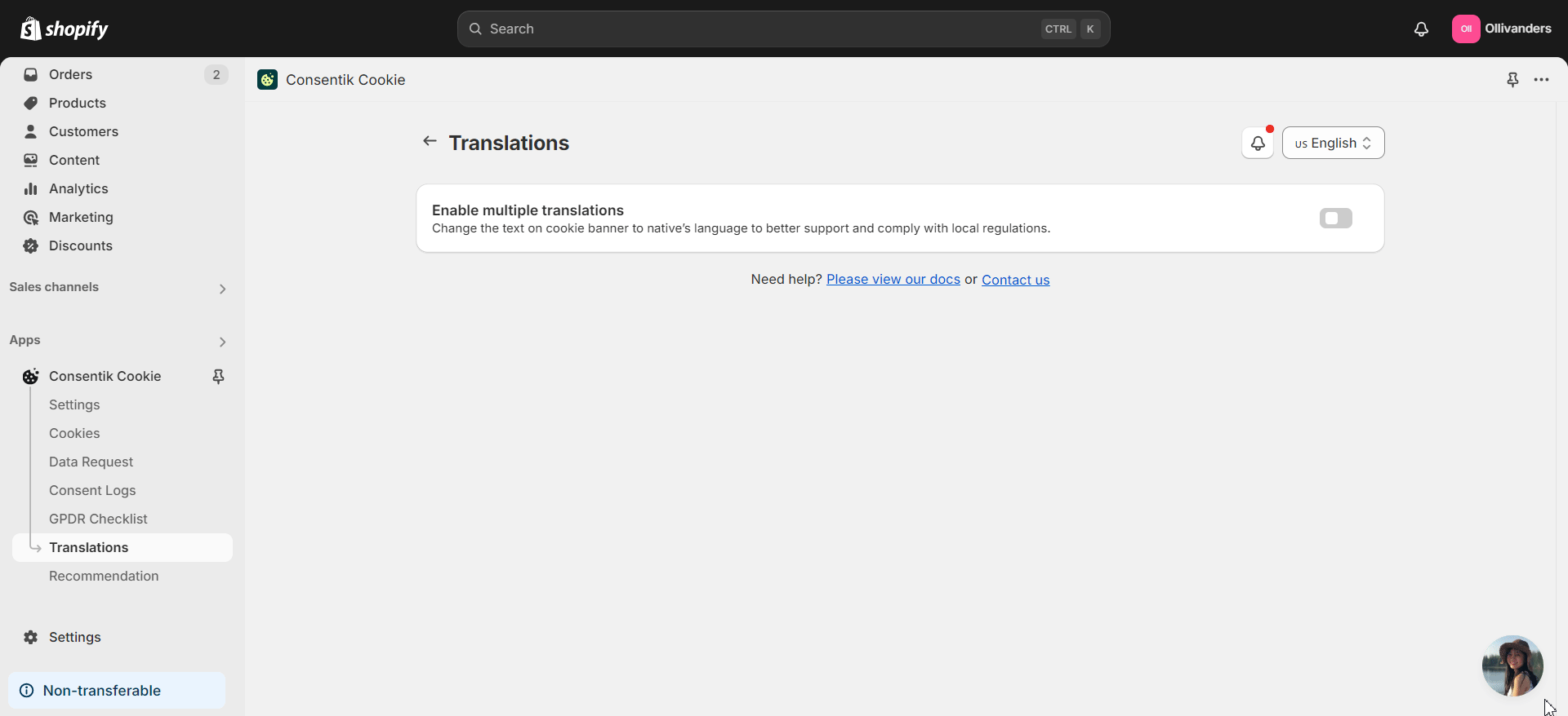 Translation & Language Selection Features