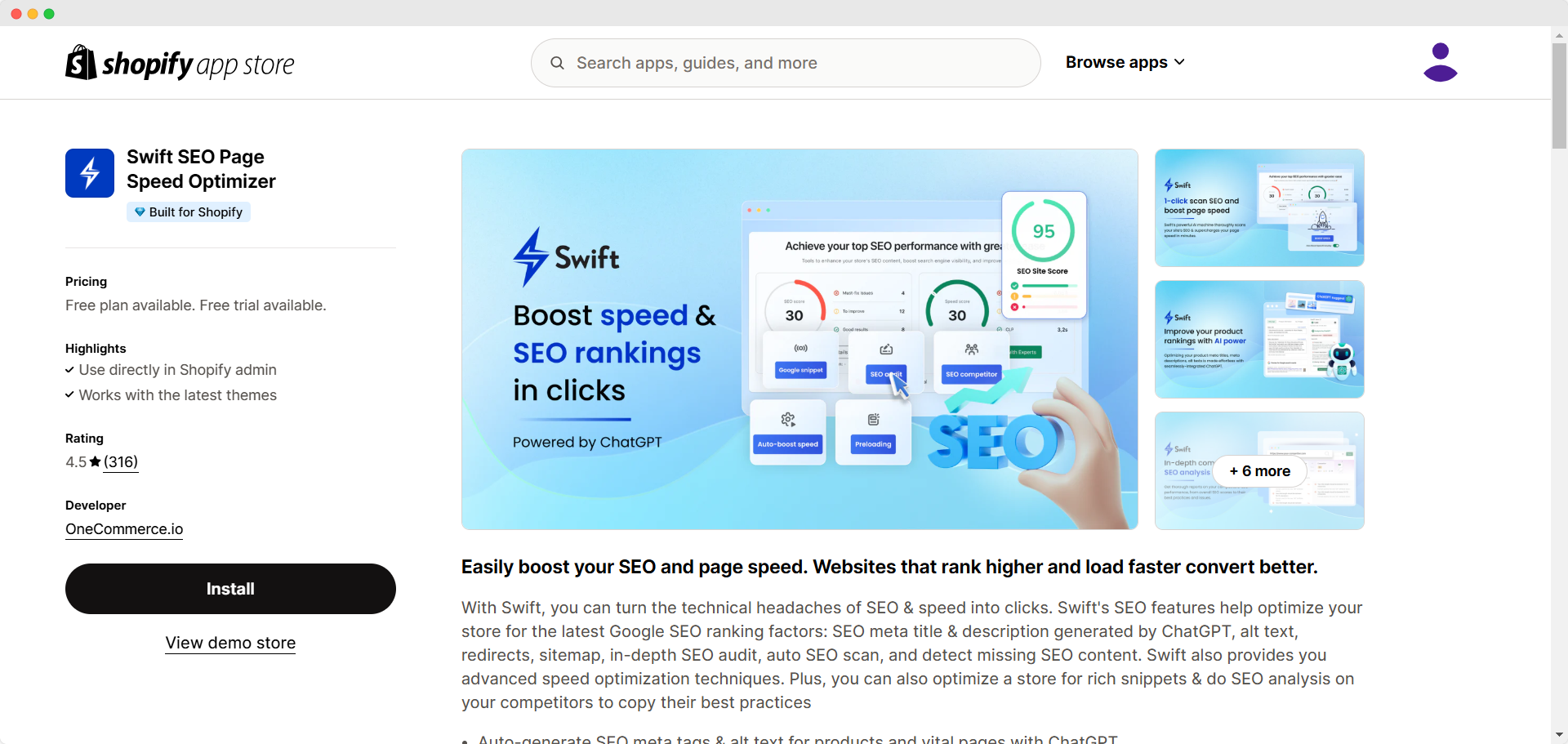 Swift SEO Page Speed Optimizer