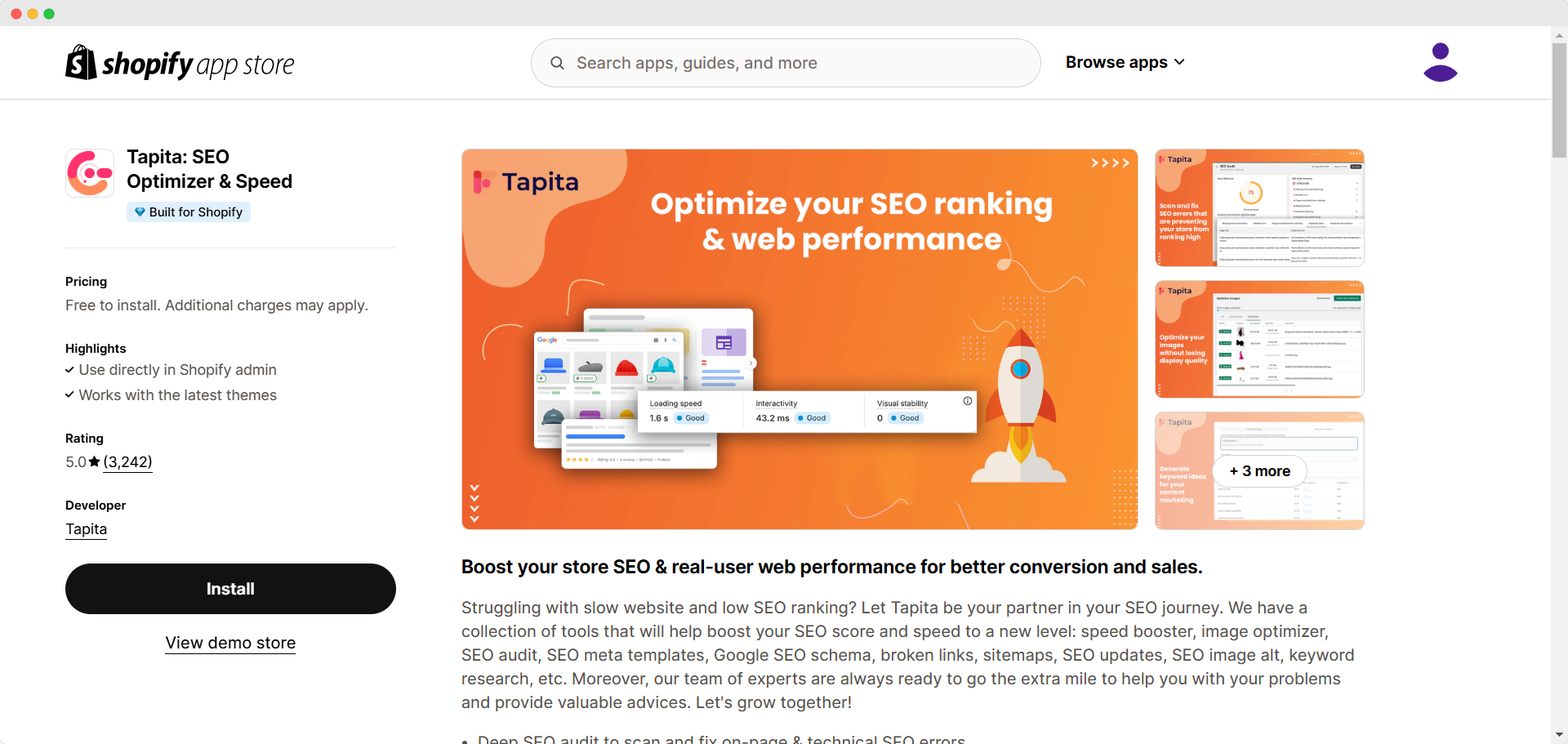 Tapita: SEO & Speed Optimizer