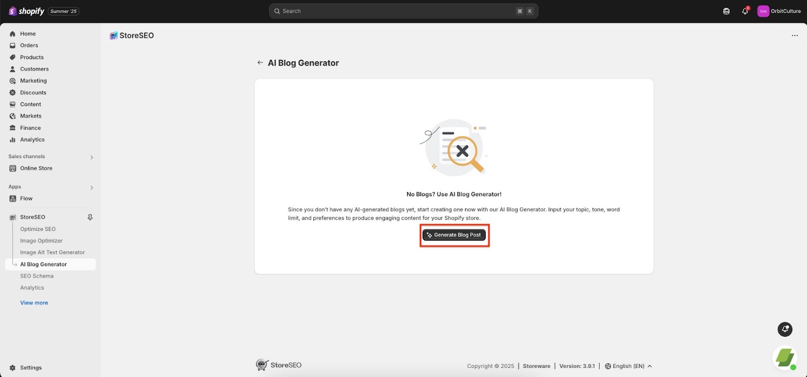StoreSEO AI Blog Generator