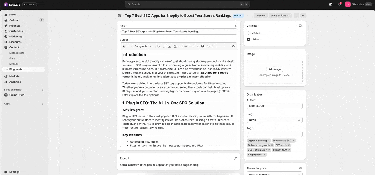 Blogging for Shopify Stores