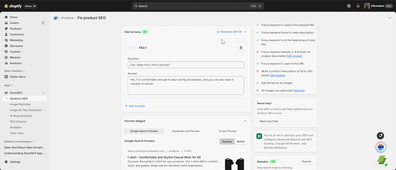 Como adicionar facilmente o esquema de perguntas frequentes (FAQ) aos seus produtos Shopify com o StoreSEO 6 faq schema