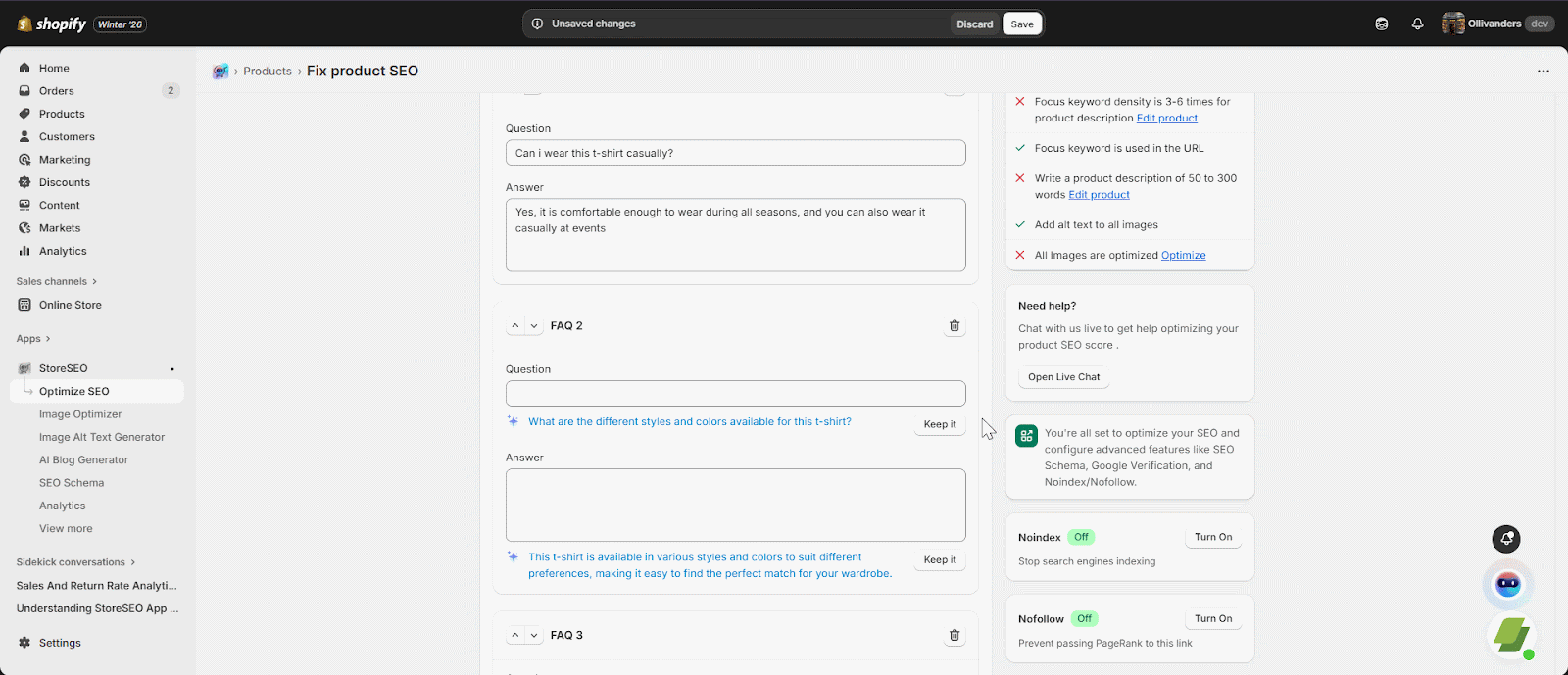 Como adicionar facilmente o esquema de perguntas frequentes (FAQ) aos seus produtos Shopify com o StoreSEO 7 faq schema