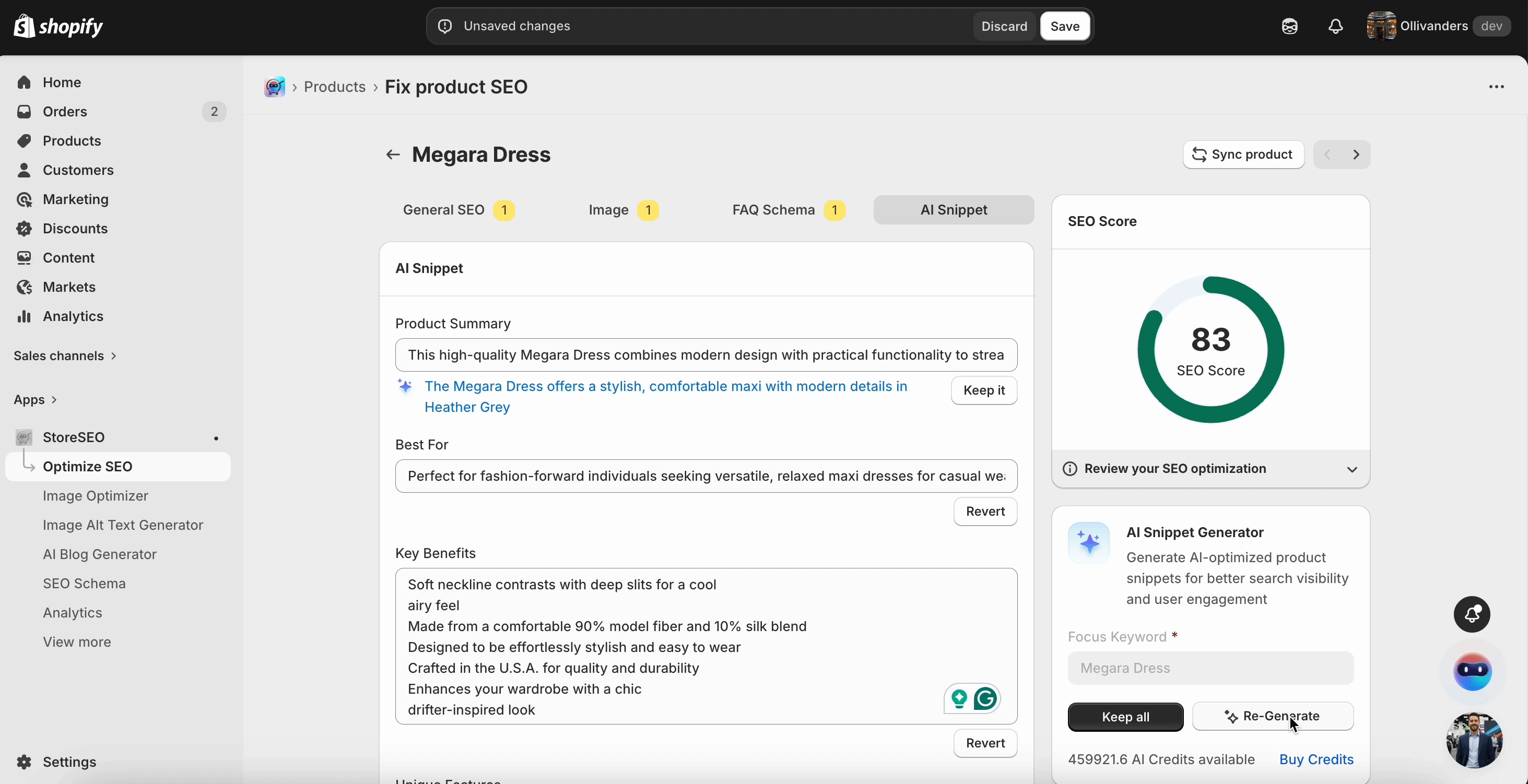 How To Generate AI Snippets To Shopify Products With StoreSEO 4 Generate AI Snippet