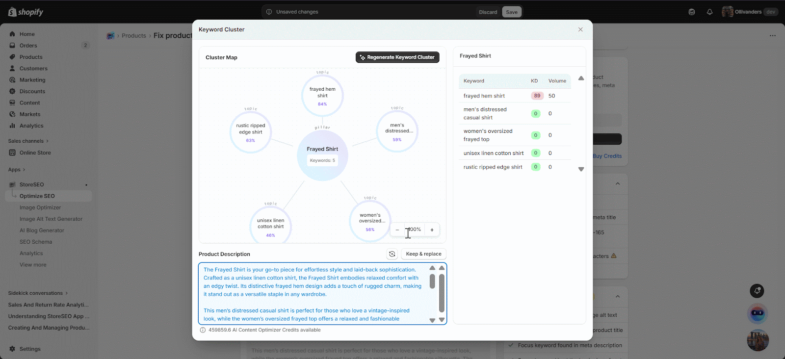 How to Use StoreSEO Keyword Cluster Generator for Product Optimization 5 Step 2: Generate the Product Description