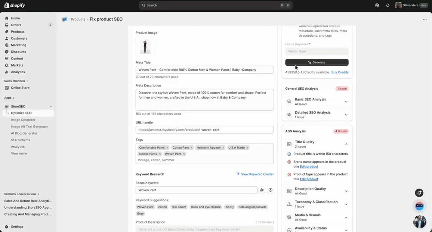 How to Optimize Agentic Discovery Score in Shopify with StoreSEO 5 Optimize the Product Title