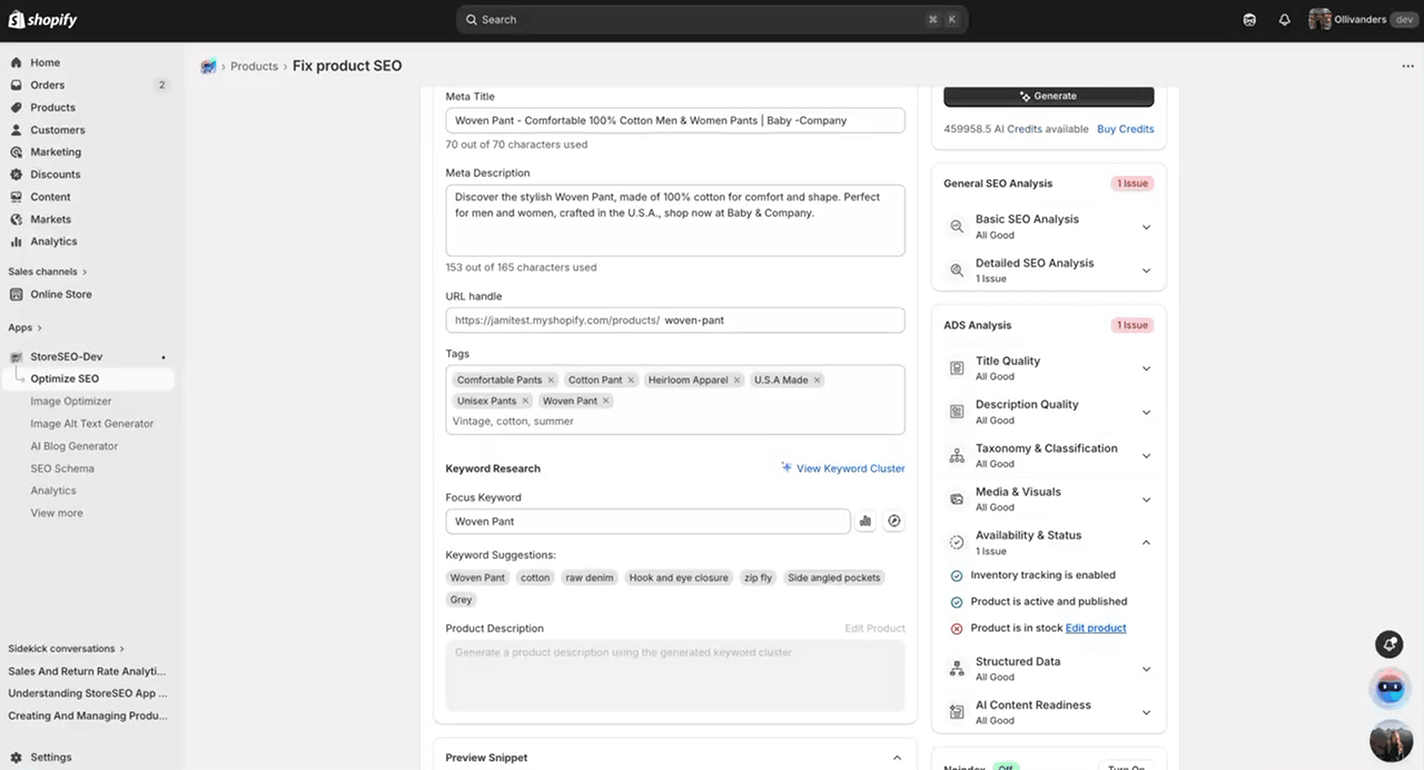 How to Optimize Agentic Discovery Score in Shopify with StoreSEO 6 Optimize the Product Title