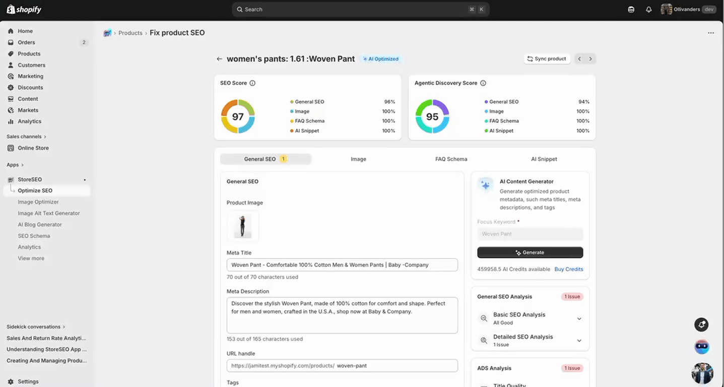 How to Optimize Agentic Discovery Score in Shopify with StoreSEO 8 Set the Taxonomy and Classification