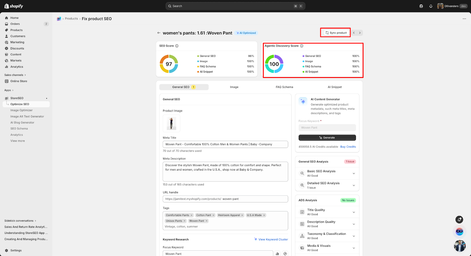 How to Do a GEO Audit of Your Shopify Store with StoreSEO 13 Step 11: Sync, Re-Score, and Track the Wins