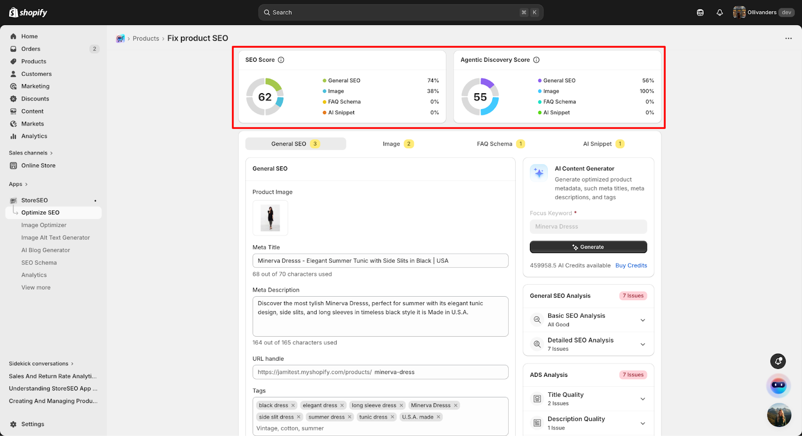 How to Do a GEO Audit of Your Shopify Store with StoreSEO 5 Review the ADS Analysis Checklist for the First Product